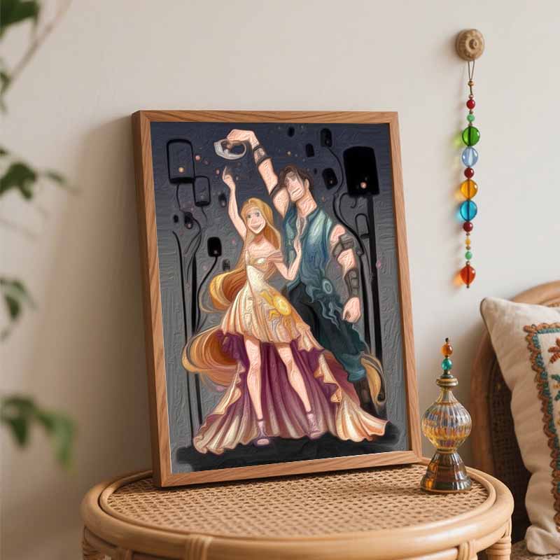 Disney Rapunzel Flynn Rider Oil Paint by Numbers Painting Kit Handmade Diy Home Decor Gifts Wall Art Canvas Wedding Anniversary Love Presents