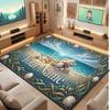 Octopus Sea Life Theme Crystal Velvet Floor Rug Personalized Custom Name Text Warm Carpet Home Decoration