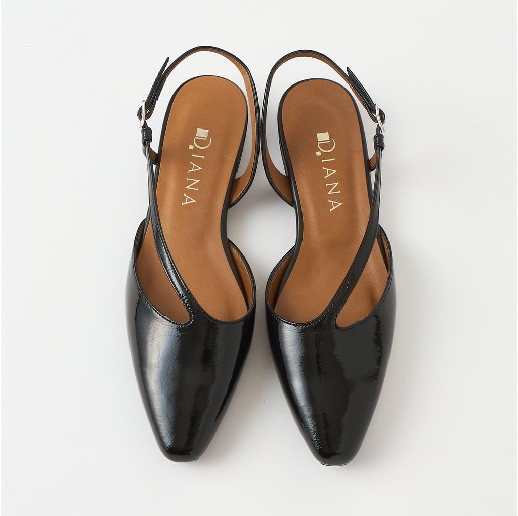 Diana Ballerinas mit niedrigem Absatz, Hergestellt in Japan, Schwarz, Größe 22,5 cm, 134015600009