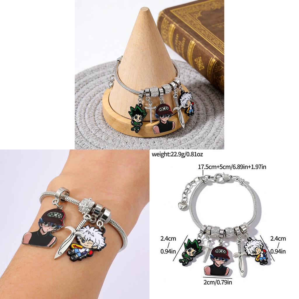 Braccialetto con Charm a Cartone Animato Hunterhunter con Gioielli in Lega di Zinco per Uomini e Donne