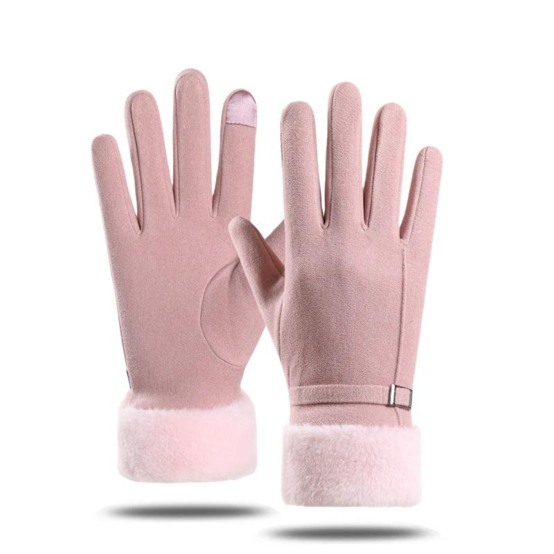 Neue Herbst- und Winterhandschuhe aus deutschem Fleece, warm, Outdoor, winddicht, Fleecehandschuhe, Damenstudenten-Fleecekragen, Radfahren, Touchscreen