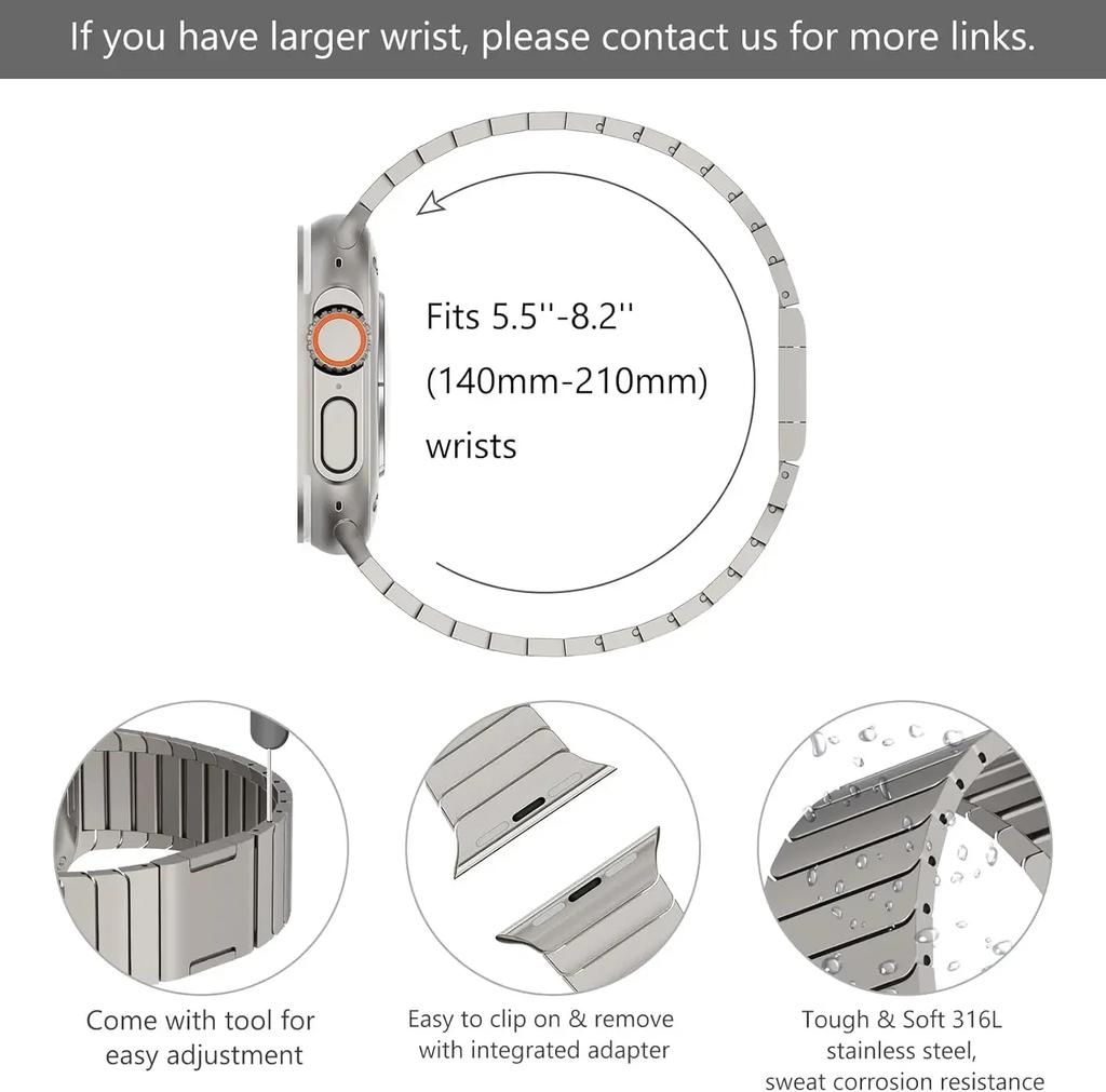 Magnetic Metal Band for Apple Watch Ultra2 49mm Series 10 46mm Stainless Steel Strap for Series 9 8 7 6 5 4 SE 45mm 44mm Correa