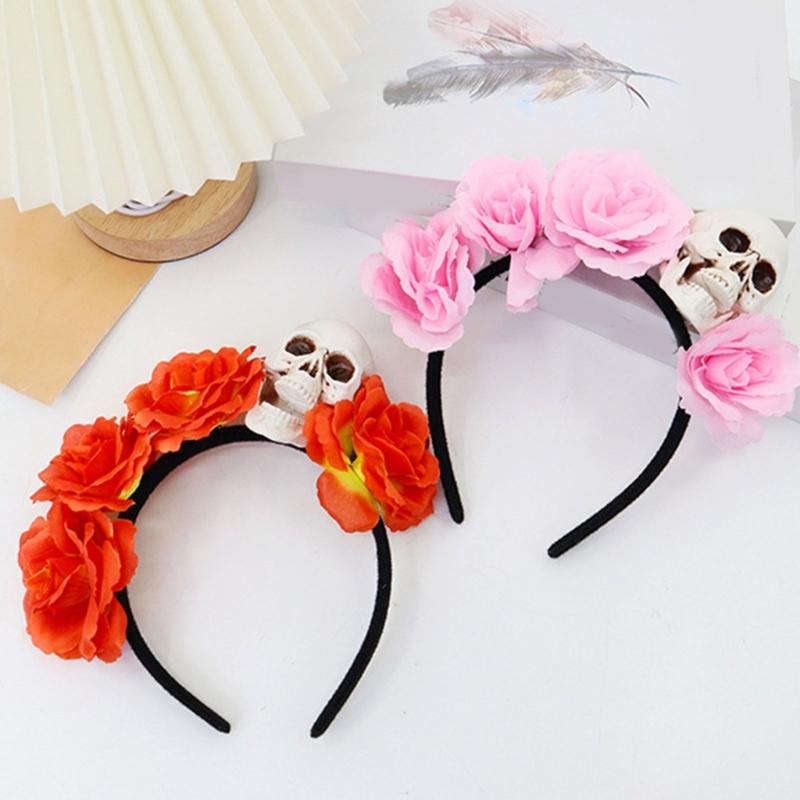 Halloween Totenkopf Blumige Stirnbänder Mit Plastik Kostüm Haaraccessoires Für Kostümpartys Und Gruselige Veranstaltungen