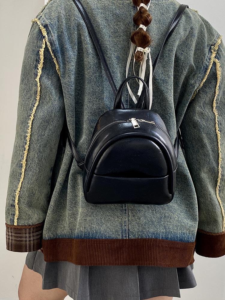 Solid Color Ladies Mini Backpack Fashi Pu Leather Women's Double Shoulder Bag Simple Casual Female Small Handbags Purse Tote