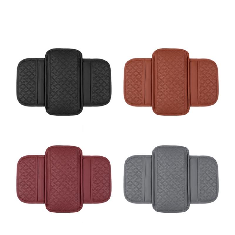 PU Leather Car Armrest Cushion With Storage Pocket-Anti-Slip Scratch-Resistant Elbow Support Pad For Most Vehicles