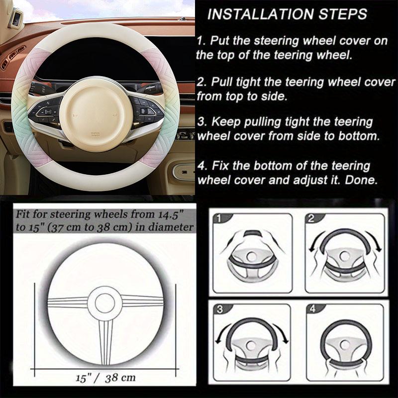 Iridescent Gradient Steering Wheel Cover - Durable & Soft PU Leather, Premium Craftsmanship, All-Season Use - Fits 14.5-15"