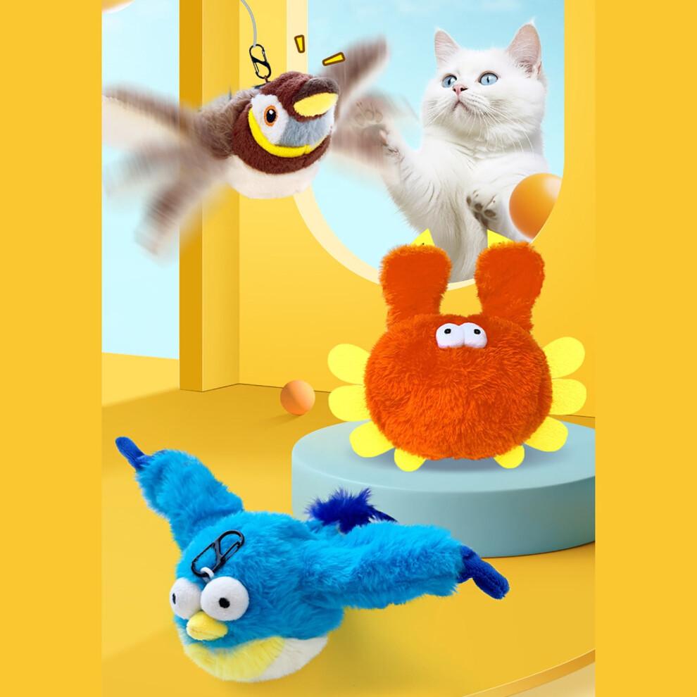 4Pcs Flapping Bird Cat Toy for Indoor, Touch Activated Interactive Cat Toys wtih Flapping Wings & Lively Chirping, Rechargeable