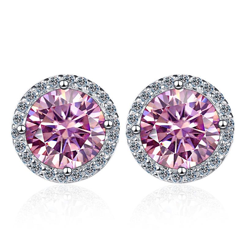 1CT*2 D VVS1 Multi-color Moissanite S925 Earrings Exquisite Jewelry for Women To Shine At Weddings and Parties GIFT Retro