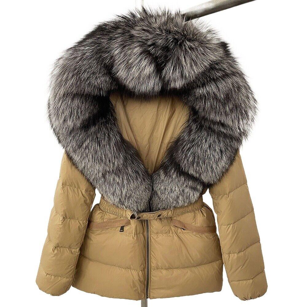 OFTBUY Winter Jacket Women's Real Raccoon Fox Fur White Duck Down Coat Thick Warm
