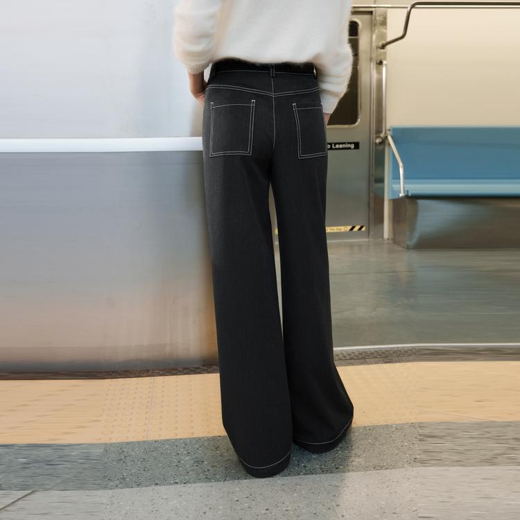 ELLE French Relaxed High-Waisted Versatile Straight-Leg Trousers Women bottoms EK53102