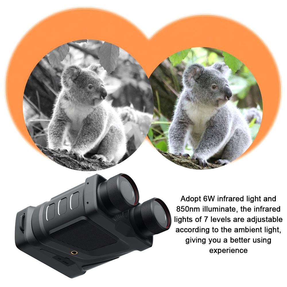 1080P Portable Binocular Goggles Device Day Night Use Photo Video Taking 5X Digital Zoom 300M Full Dark Viewing Distance for Outdoor Hunt Boating Jour