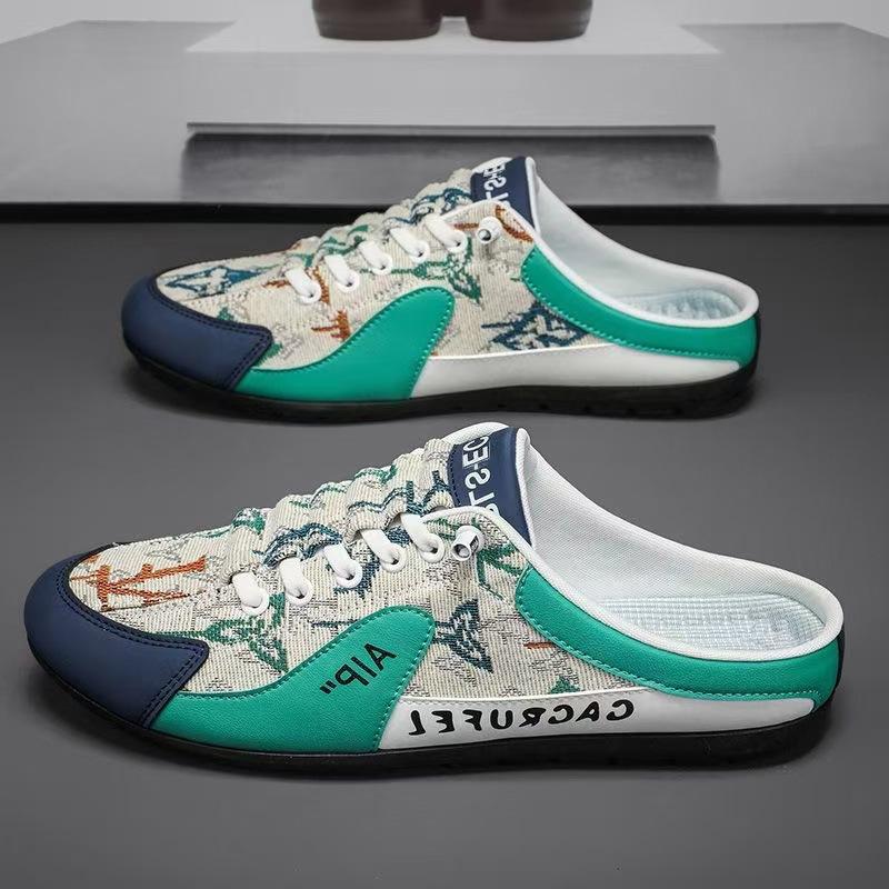 

Баотоу полубосоножки мужские трансграничные тканевые дышащие без каблука уличные повседневные туфли туфли-лоферы на одну ногу 44 морская волна