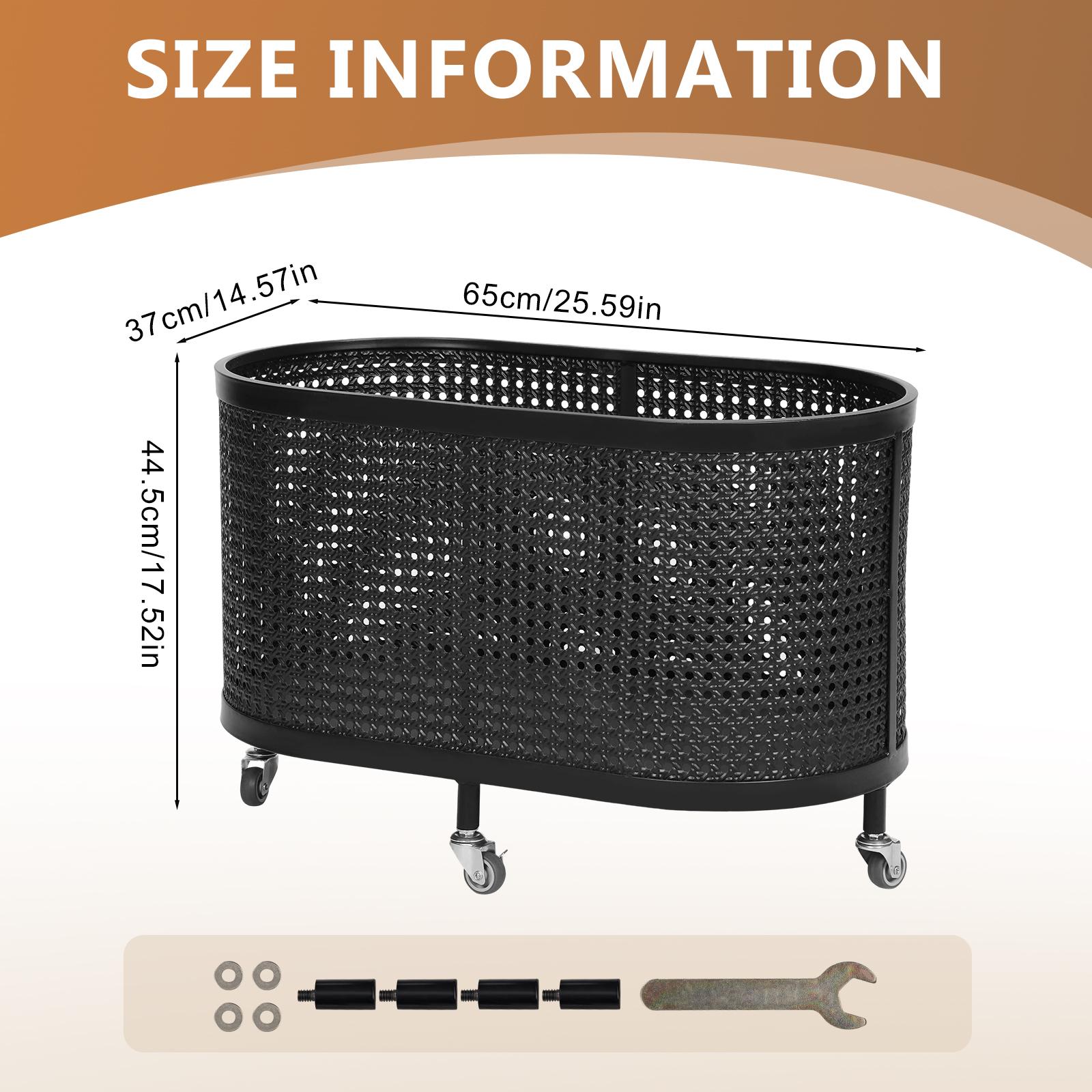 Laundry Hamper with Wheels Rolling Laundry Basket with Metal Frame Dirty Clothes Storage Bin for Bedroom Laundry Room Bathroom чёрный