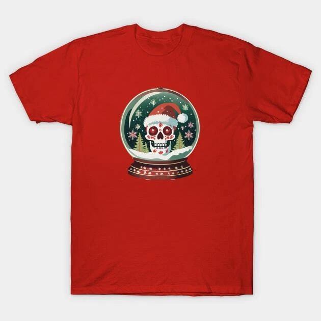 Santa Skull in a snow globe Made in Australia T-Shirt 2XL
