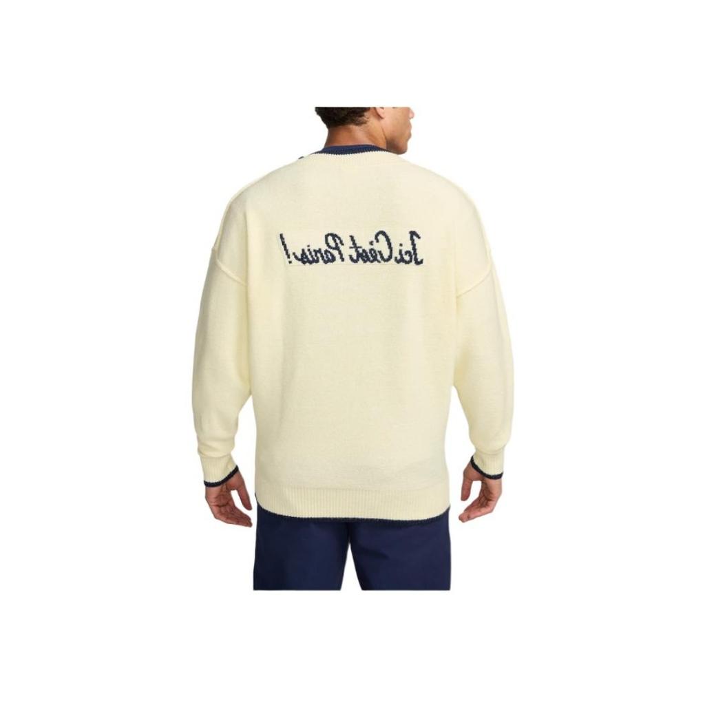 Nike Paris Saint-Germain Tech Pack Series Football Pullover V-Neck Long Sleeve Knit Top Men tops Snow-White FQ7801-744