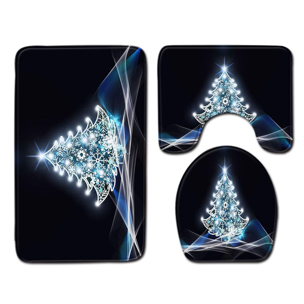 Christmas Bathroom Floor Mat Toilet Three-Piece Set