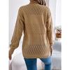 Women European American Casual Solid Hollow Out Lantern Long Sleeve Cardigan Sweater Coat