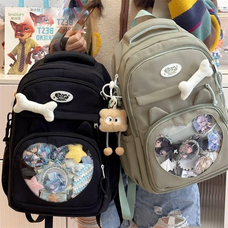 Shoulder Bag Large Capacity Solid Color Backpack Unisex School Travel Student