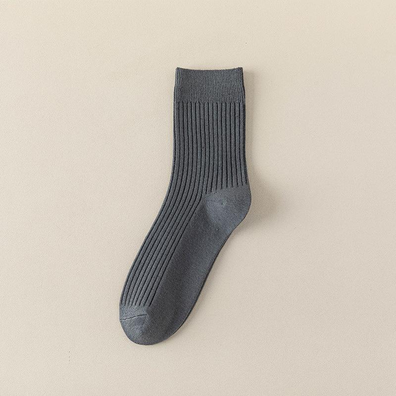 Men's Mid-calf Socks for Autumn and Winter, Breathable and Sweat-absorbing Cotton Socks, Business Sports Solid Color Long Socks