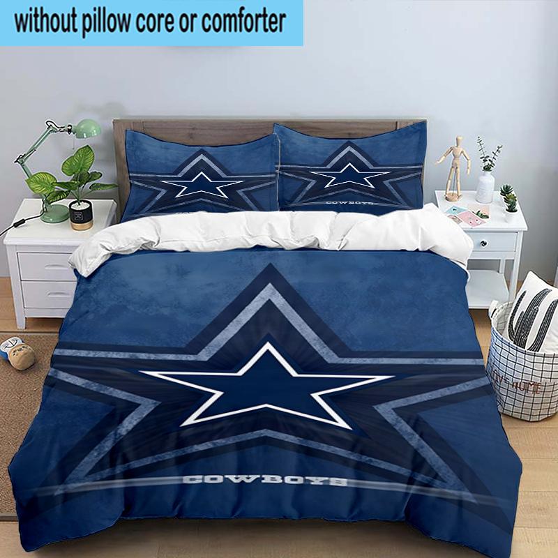 Cowboys Team Logo 3PCS Bedding Set 2D Printing (Includes 1 Duvet Cover + 2 Pillowcases Coreless), Bedroom decor,Fan Gift