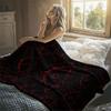 Red Demon Eyes Pattern Flannel Blanket Warm Soft Halloween Christmas Decorative Couch Warm Cozy All-Season Gift