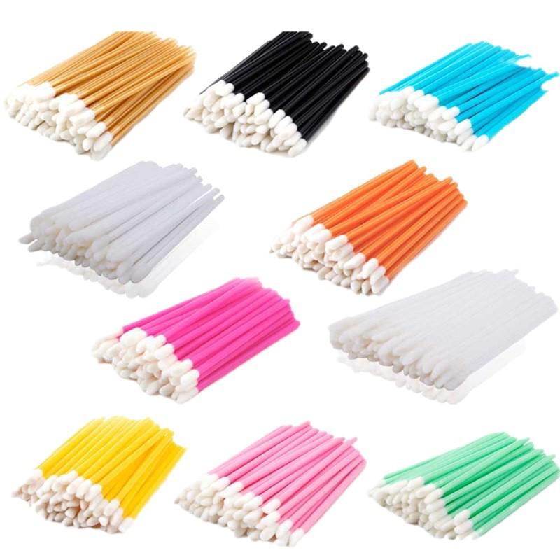 50-Pack Disposable Lip Brushes with Hollow Handle - Portable for Lipstick, Lip Gloss, and Mousse Application