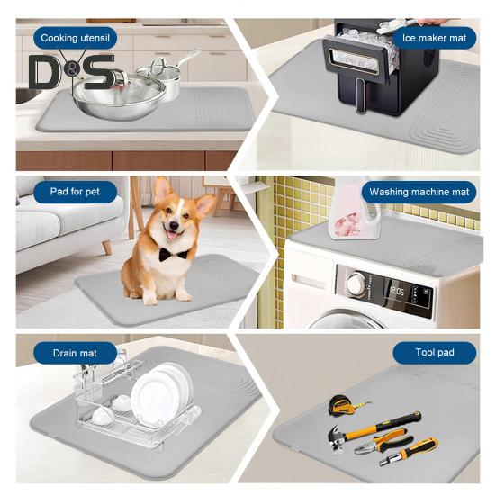 Silicone Coffee Mat Anti-Slip Grip Dish Drying Mats BPA-Free Waterproof Heat-proof Countertop Mat Espresso Drink Bar Station Accessories