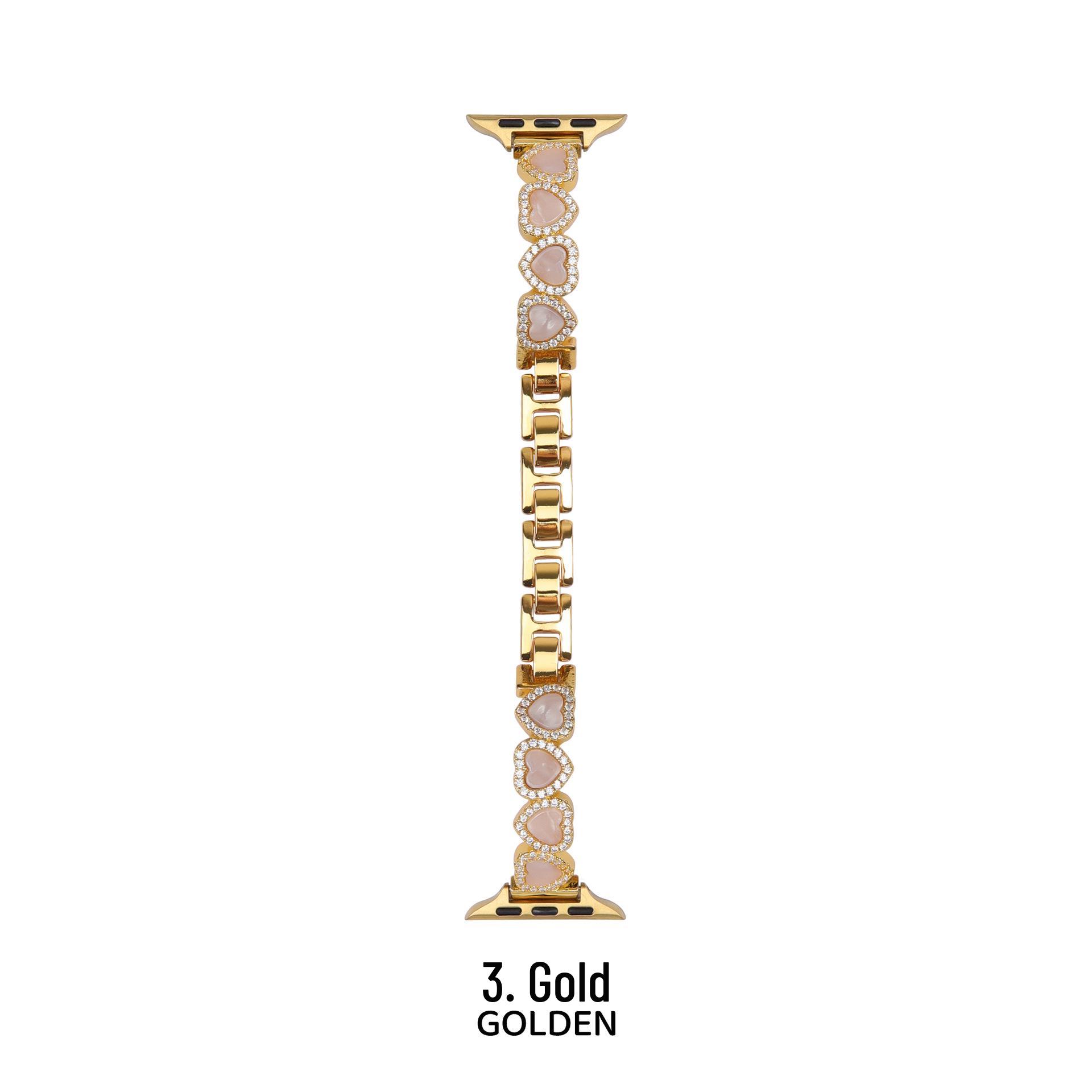 

Heart-Shaped Mother-of-Pearl Metal Strap for Apple Watch Series 2-9, Ultra, and S10 Apple 38/40/41/S10/S11(42)mm compatible золотий