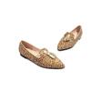 Seasonal new low-heeled pointed cow pattern fringed casual shoes
