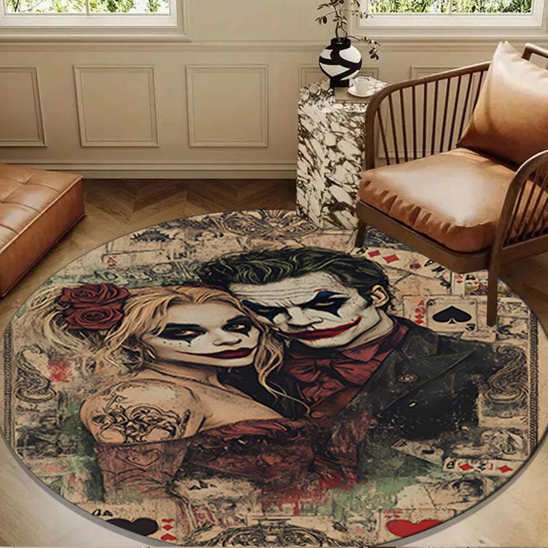 Jo-ker Floral Portrait Round Rug for Livingroom,Bedroom, Palyroom, Chair Rug, Area rug, Circle Carpet, Large Size Fan Christmas gift