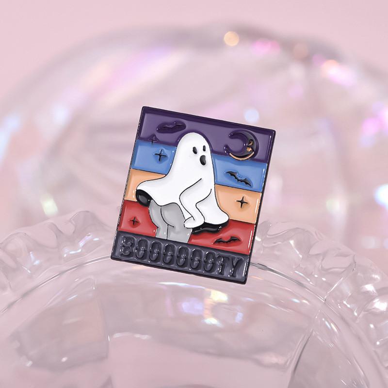 Creative Whimsical Halloween Ghost Brooch Pin Charming Metal Badge For Festive Wear