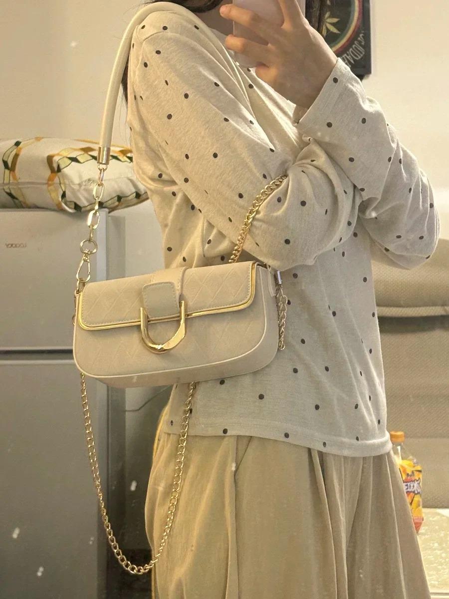 

Сумка подмышкой с ромбическим узором, новинка 2024 года, высококачественная нишевая сумка через плечо, модный темперамент, маленькая квадратная сумка через плечо белый