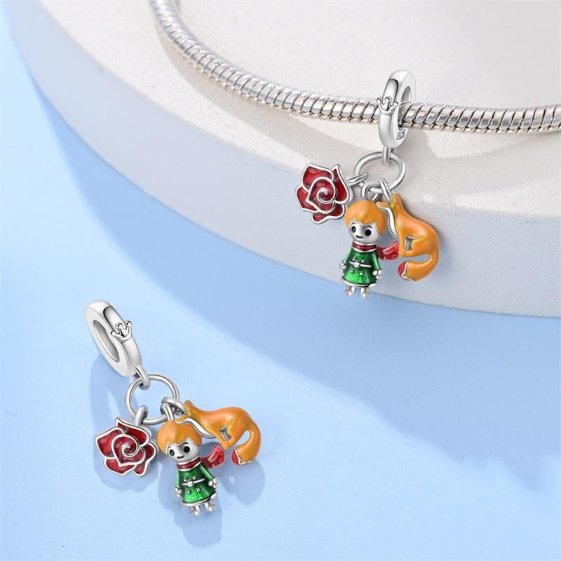 Copperfox Rose Princess Castle Fairy Tale Charms Bead Fit Pandachoriginal Bracelets Diy Jewelry Birthday Gift