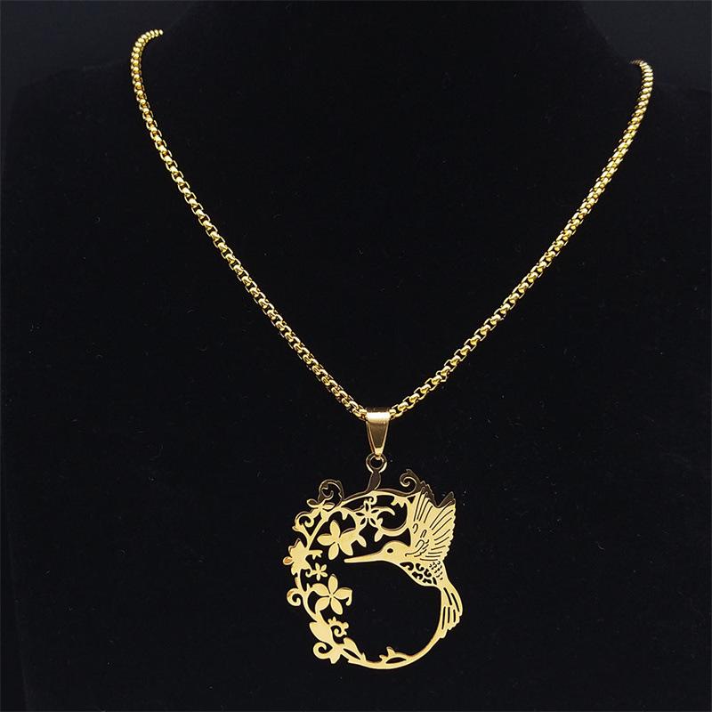 Bird Flower Chain Necklace for Women Men Animal Pendant Jewelry Accessories