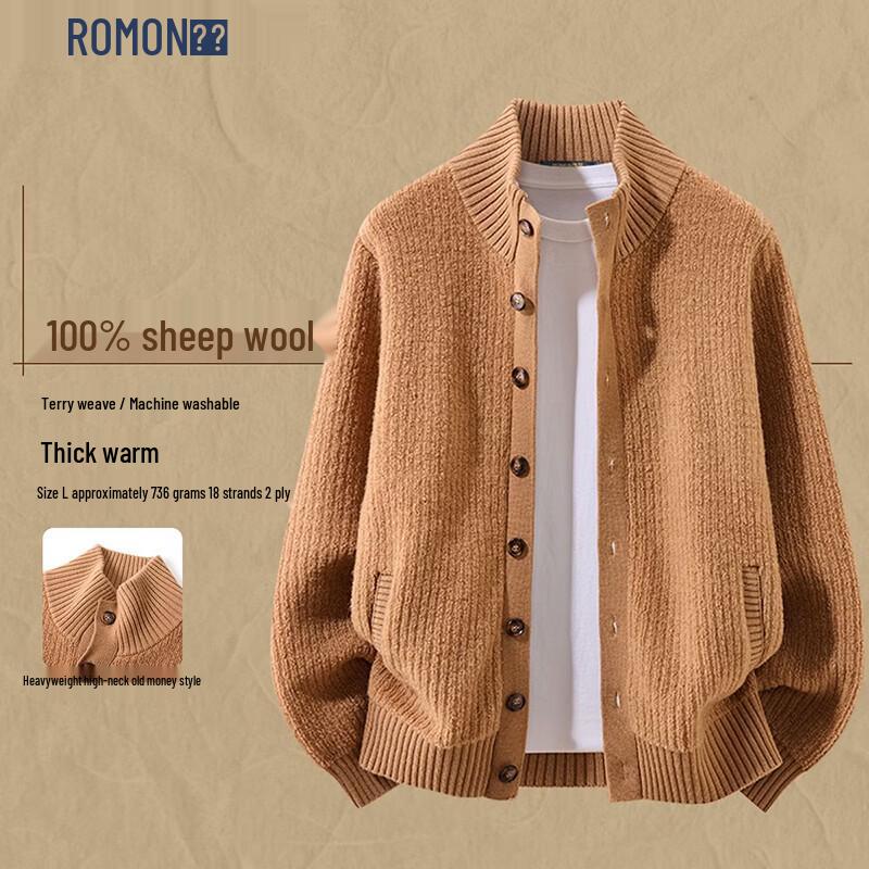 ROMON Men's Heavyweight Wool Cardigan