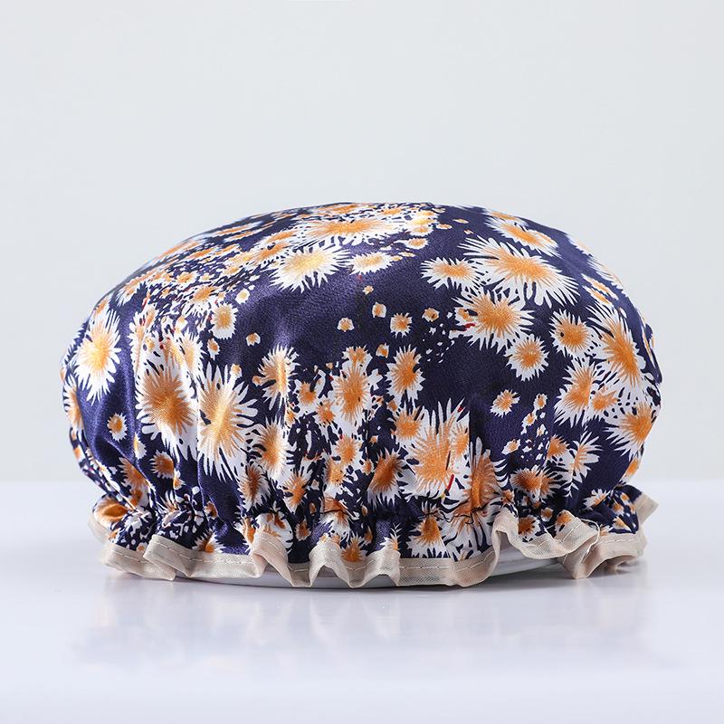 Double-Layer Waterproof Adult Bath & Hair Cap - Makeup, Kitchen, Anti-Oil, Thickened; Customizable Logo