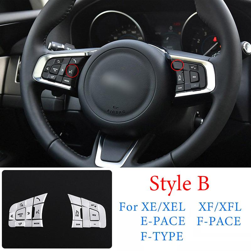 For Jaguar XE XF F-PACE E-PACE F-TYPE Aluminum Alloy Silver Car Steering Wheel Button Sequin Decorative Sticker Car Accessories