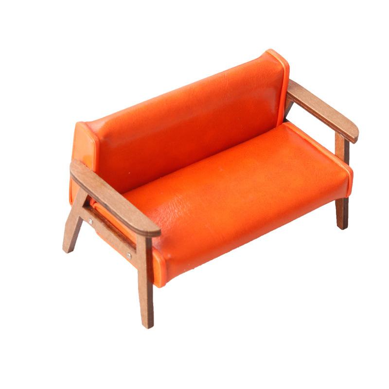 1:12 Dollhouse Miniature Sofa Leather Sofa Single/Double Chair Furniture Model Living Room Decor Toy Doll House Accessories