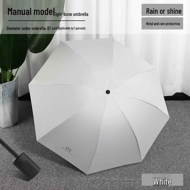 UV Protection Automatic Three-Fold Black Umbrella with Custom Logo for Men and Women