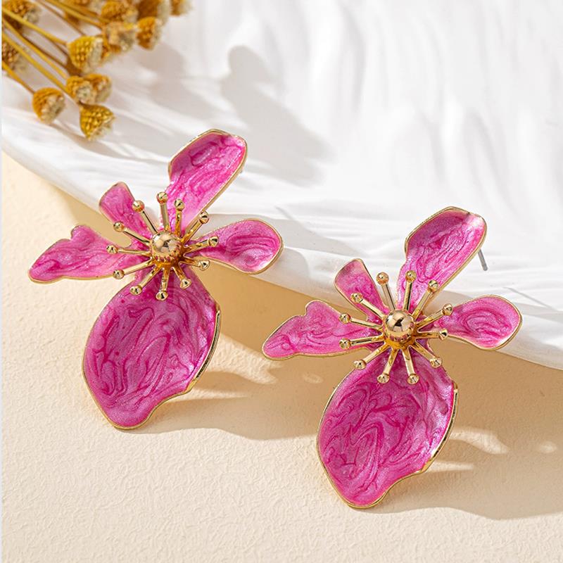 Charming Elegant Exaggerated Black and White Polka Dots Flower Stud Earrings Women's Summer Sweet Earrings Holiday Party Jewelry