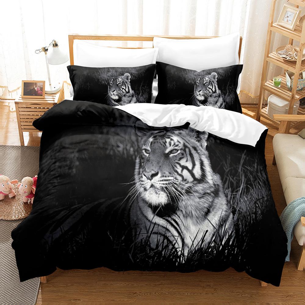 3D Digital Printing Three-Piece Set, Chinese Tiger Picture 3D Digital Printing Bedding Kit