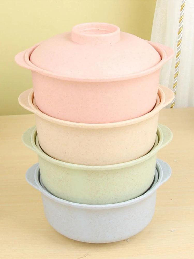 1 Stück Mini Weizenstroh Material Instant Nudelschalen Heißdeckel Schalen Gesund Mit Studenten Reisschale Behälter Lebensmittel Geschirr
