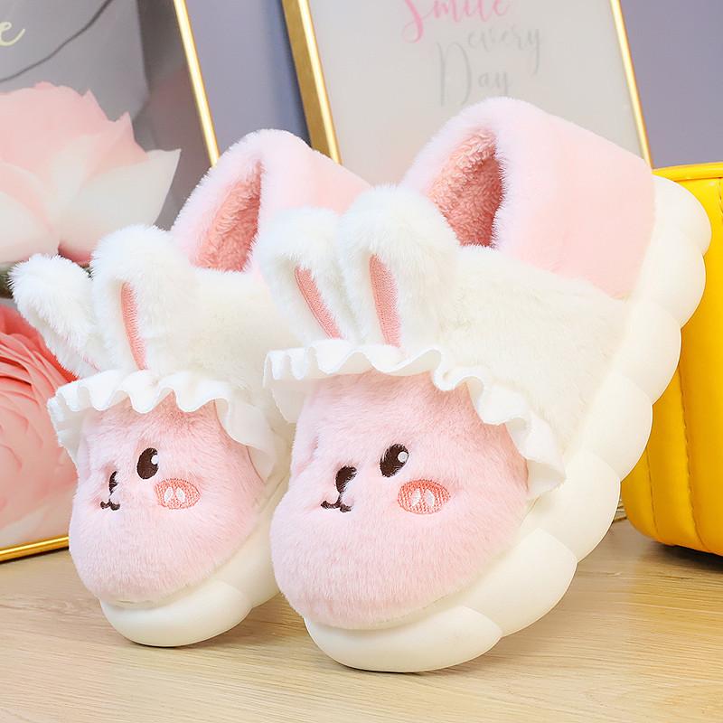 Fashion White Rabbit Hare Slippers Women's Cute Animal Platform Home Mules Shoes Girls Bedroom Plush Slides Slipper Ears Indoor Shoes
