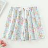 Women's Summer Cotton Silk Drapey Floral Shorts with Elastic Waist