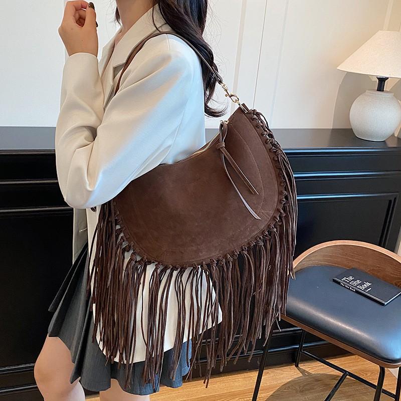 Bohemian Tassel Bag Female Niche High-end Commuting Underarm Texture Personality Cross-body