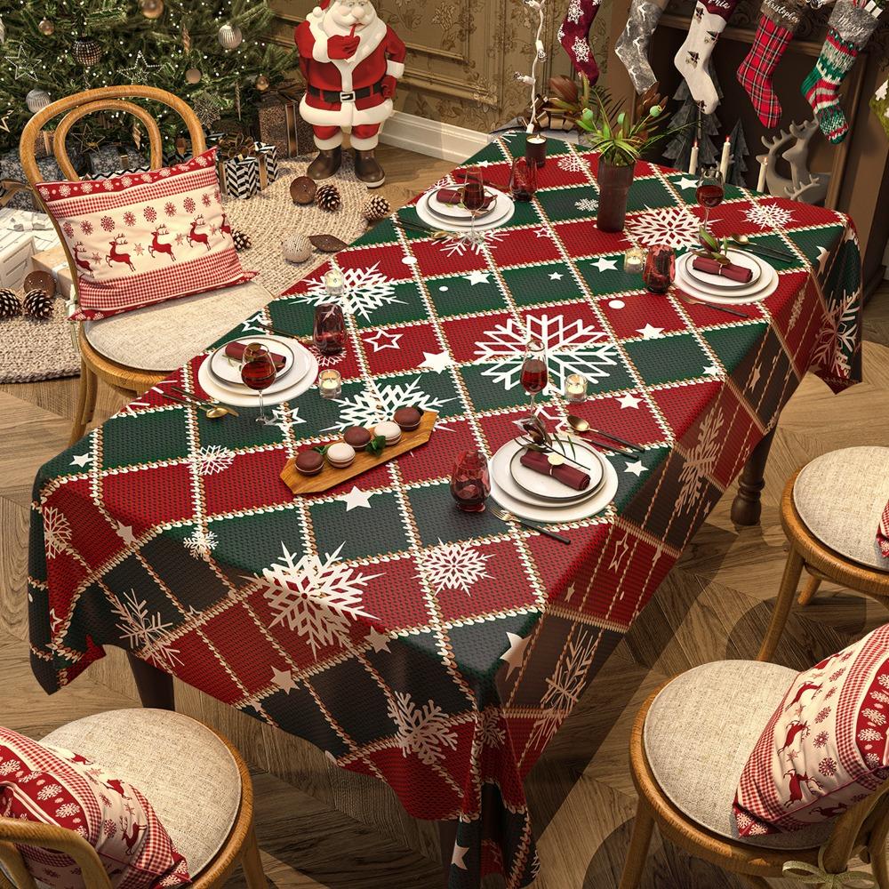 Festive Christmas Tablecloth for Dining Table Holiday Decor Home Party Theme Cover