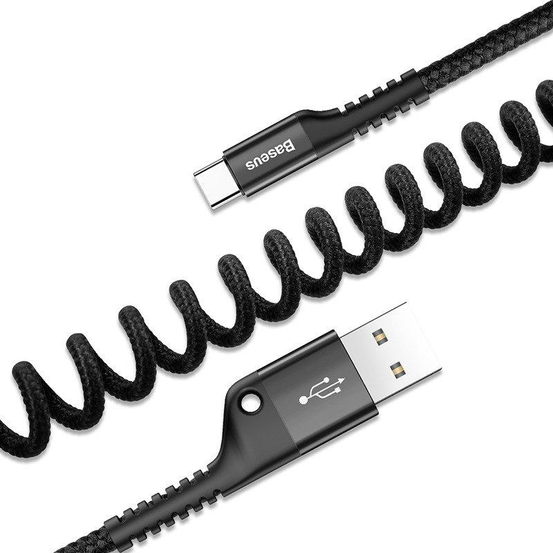 Baseus Spring 1M 2A Spring USB To USB-C Cable (Black)