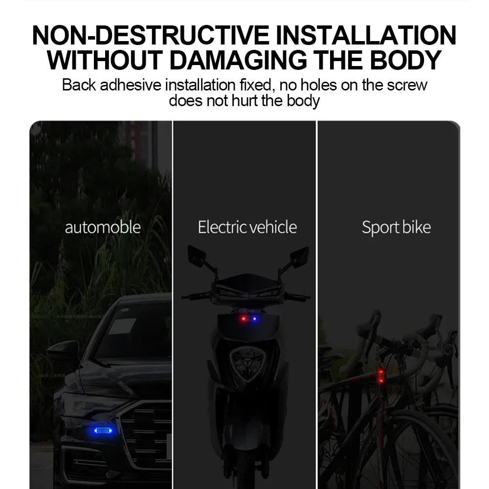 Motocykly Auto Mini LED Bezdrátové výstražné světlo Výstražné světlo proti krádeži Zabraňuje kolizi zezadu Solární stroboskop Auto příslušenství