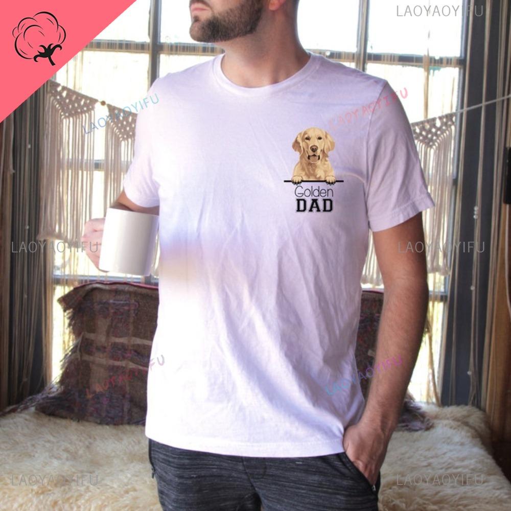 Golden Retriever Gift Tshirt Life Is Golden Dog Man Gift Dog Dad TShirt Fathers Day Gift for Golden Retriever Lovers Tops S