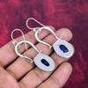 Lab Created Blue Sapphire Earrings, Handmade Gemstone Earrings, 925 Solid Sterling Silver Earrings Antique Jewelry, For Engagement Gift